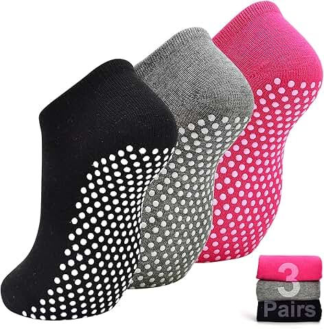 Non-slip yoga and Pilates grip socks, 3 pairs