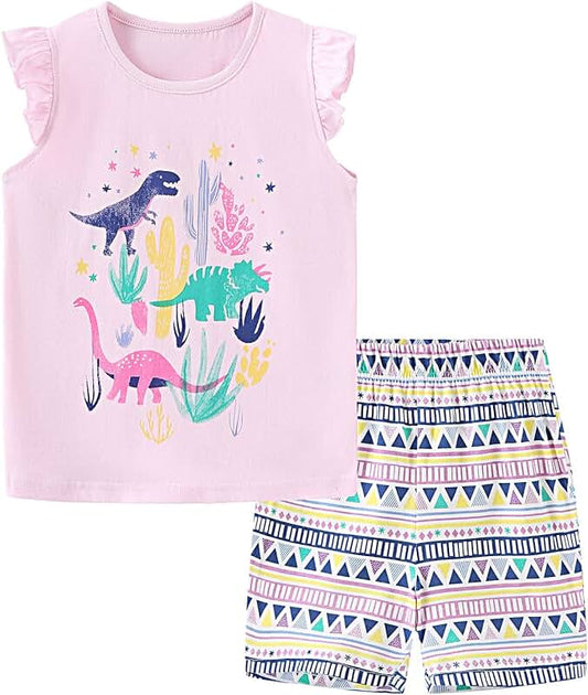 Summer Outfit for Toddler Girls with Top and Shorts