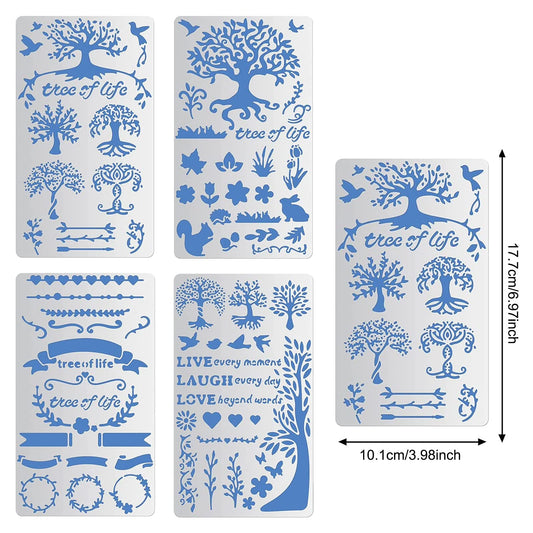 Tree of Life Metal Animal Leaves Vine Templates Set of 4