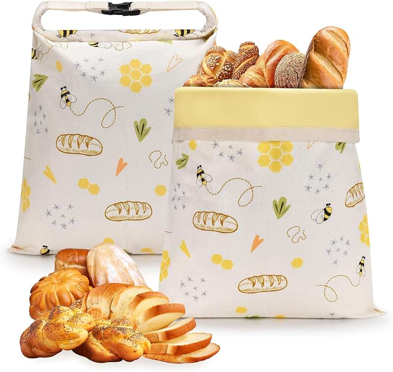 Reusable Beeswax Bread Bags for Sourdough, 2 Pack
