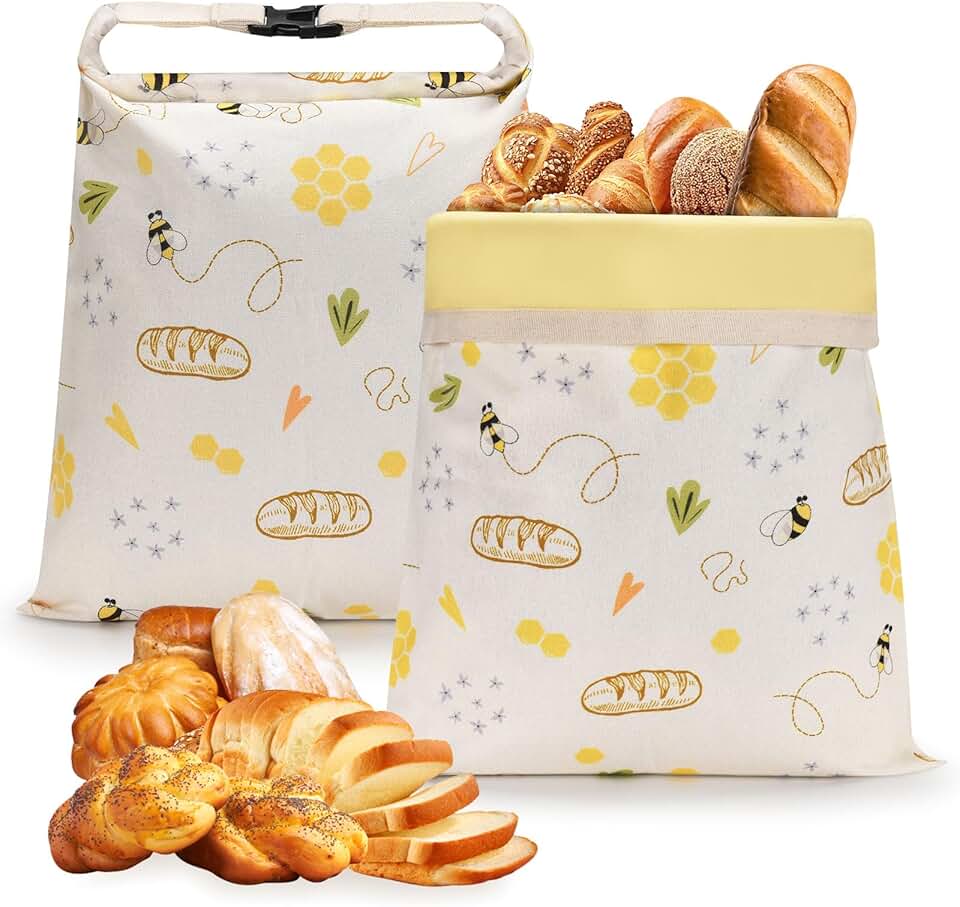 Reusable Beeswax Bread Bags for Sourdough, 2 Pack