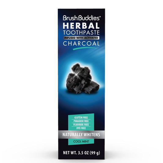 Brush Buddies Charcoal Infused Herbal Toothpaste, 3.5-oz. Tubes (Pack of 24)