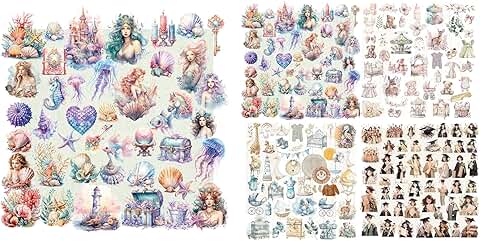 5 Pack Vintage Junk Journal and Scrapbook Stickers