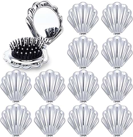 12-Piece Mermaid Shell Hair Brush Set for Travel and Gifts