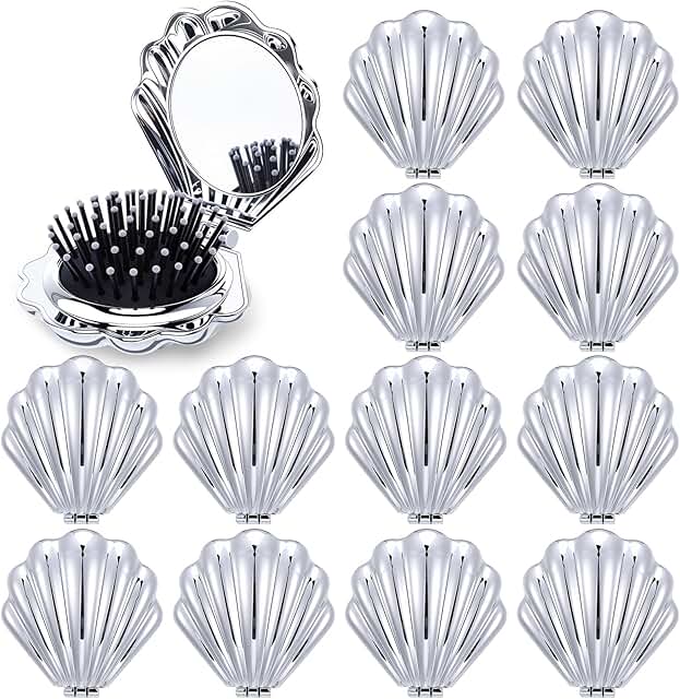12-Piece Mermaid Shell Hair Brush Set for Travel and Gifts