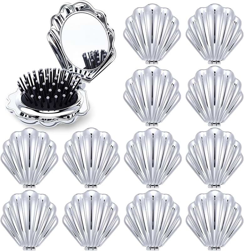 12-Piece Mermaid Shell Hair Brush Set for Travel and Gifts