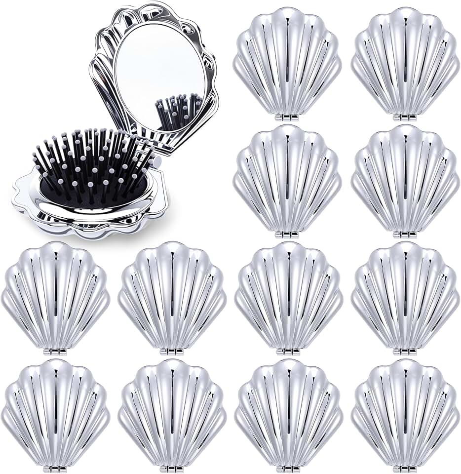 12-Piece Mermaid Shell Hair Brush Set for Travel and Gifts