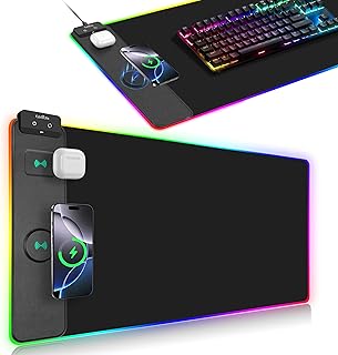 Large RGB Wireless Charging Mouse Pad with 13 Light Modes
