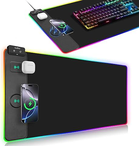 Large RGB Wireless Charging Mouse Pad with 13 Light Modes