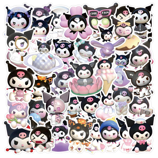 50-Piece 3D Kuromi Sticker Set for Decor and Accessories