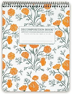 Spiral Notebook with Poppy Design, 7.5 x 9.75