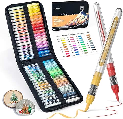 36-Color Water-Based Acrylic Paint Markers with Canvas Bag