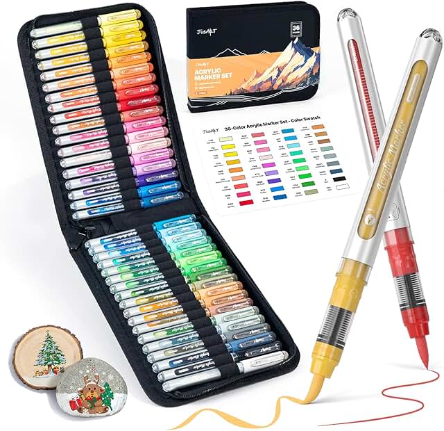 36-Color Water-Based Acrylic Paint Markers with Canvas Bag