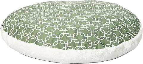 Large Green Geometric Round Dog Bed