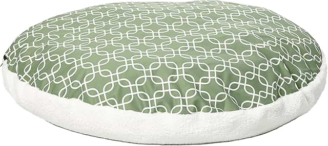 Large Green Geometric Round Dog Bed