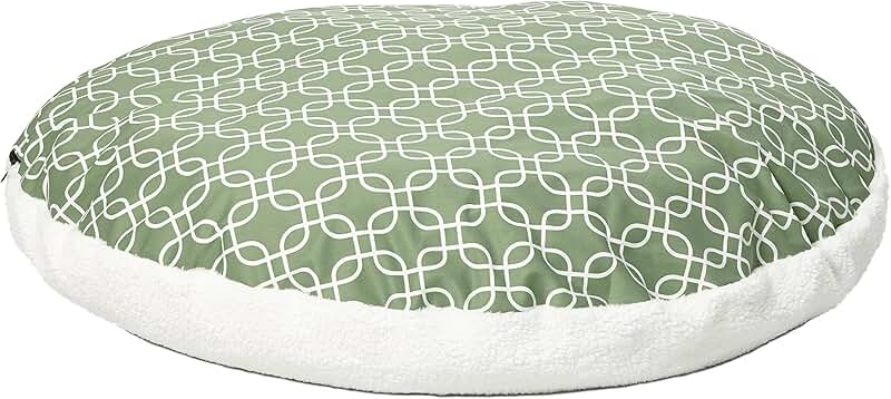 Large Green Geometric Round Dog Bed