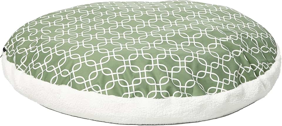 Large Green Geometric Round Dog Bed