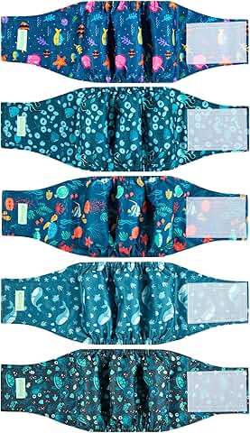 Small Dog Diapers and Belly Bands for Males, Washable, Medium to Large