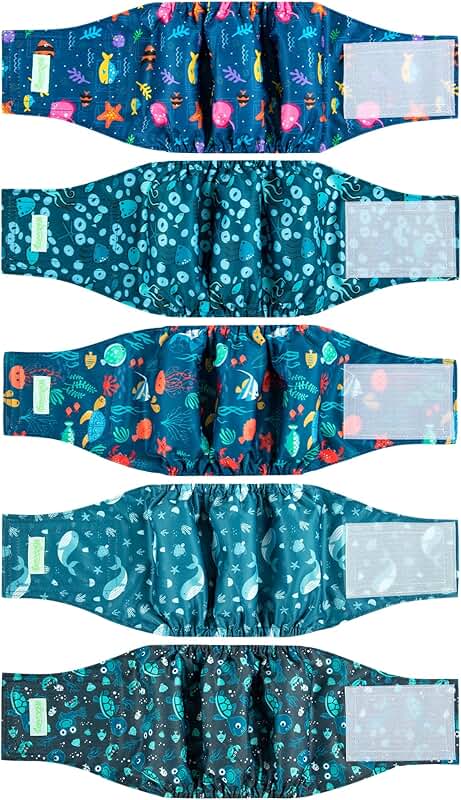 Small Dog Diapers and Belly Bands for Males, Washable, Medium to Large