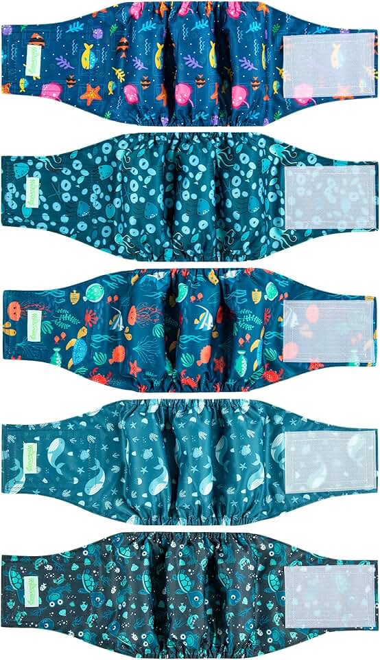 Small Dog Diapers and Belly Bands for Males, Washable, Medium to Large