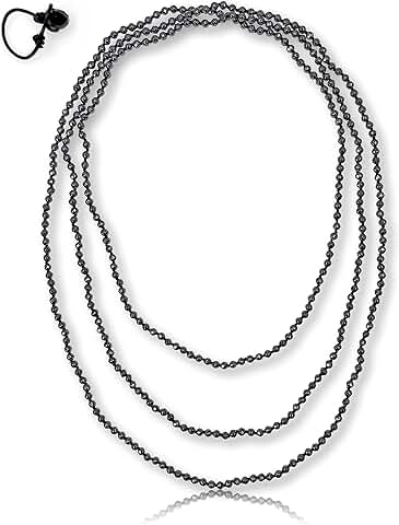 Petite 4mm Hematite Beaded Infinity Necklace, 70 Inches