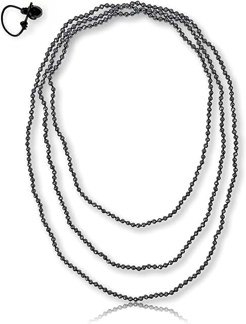 Petite 4mm Hematite Beaded Infinity Necklace, 70 Inches