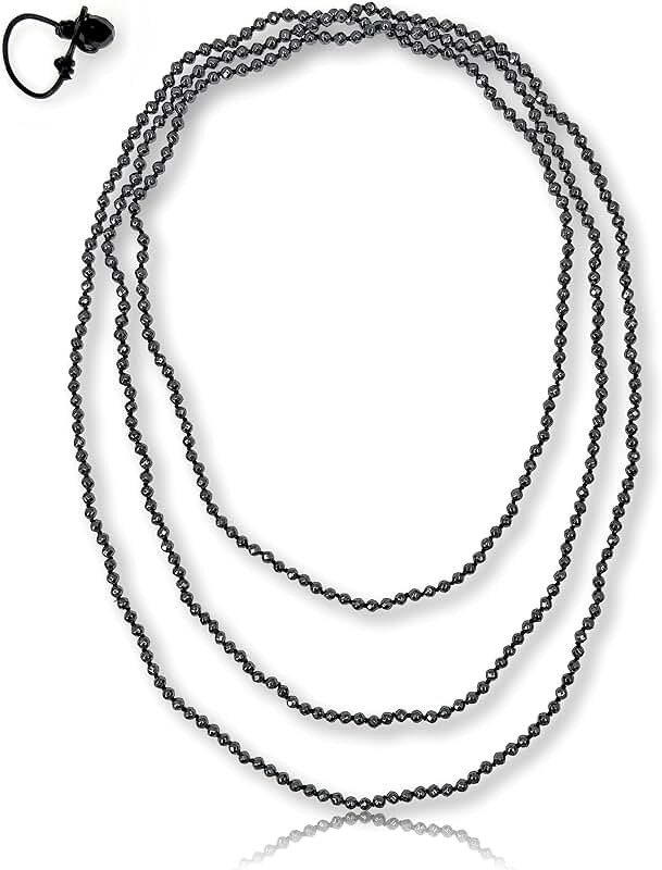 Petite 4mm Hematite Beaded Infinity Necklace, 70 Inches