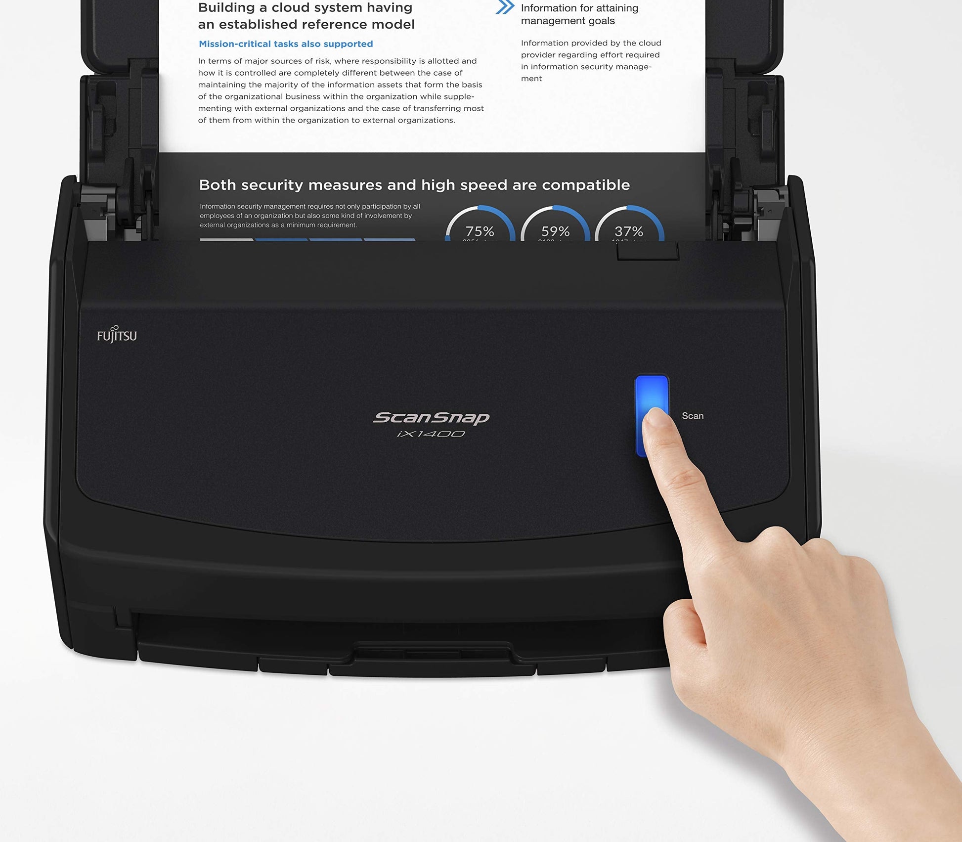ScanSnap iX1400 Simple One-touch Button Document Scanner for Mac or PC, Black