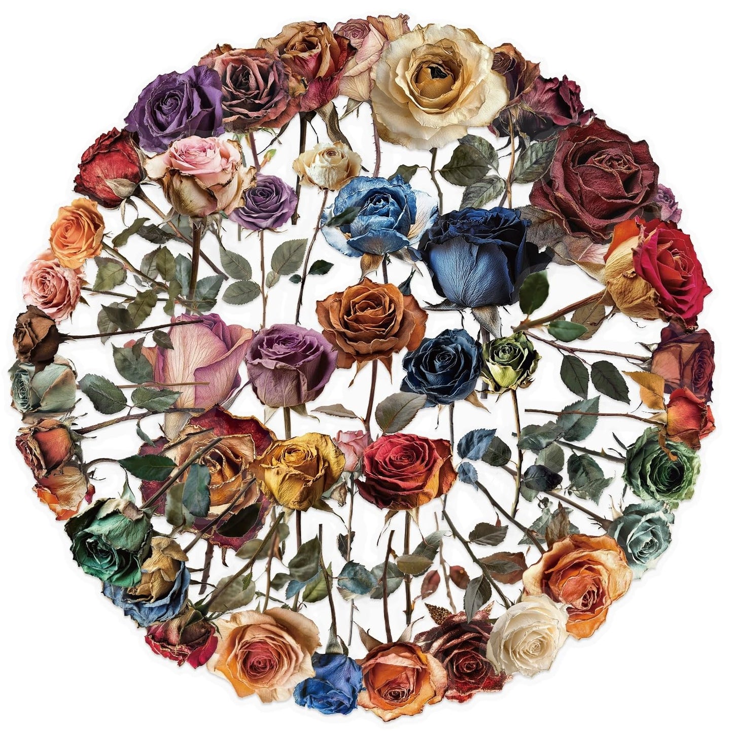 50 Pack Dried Flower Stickers for Water Bottles and More