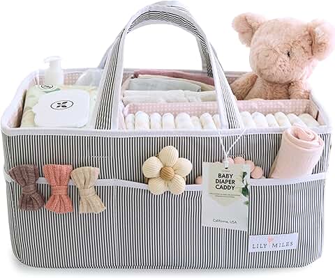 Large Pink Baby Diaper Organizer with 8 Pockets