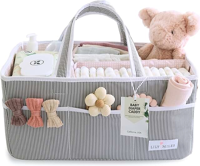 Large Pink Baby Diaper Organizer with 8 Pockets