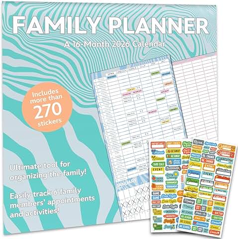 Family Planner Calendar 2026 with Reminder Stickers