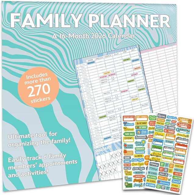 Family Planner Calendar 2026 with Reminder Stickers