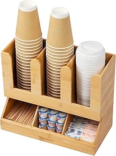 Bamboo Cup and Condiment Organizer for Kitchen