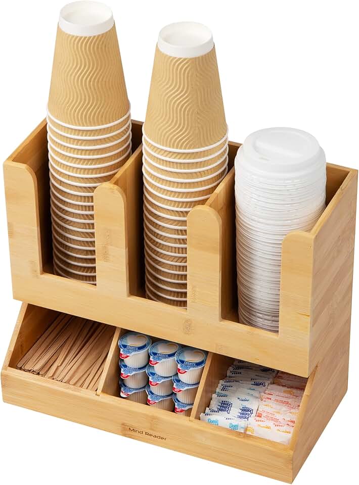 Bamboo Cup and Condiment Organizer for Kitchen