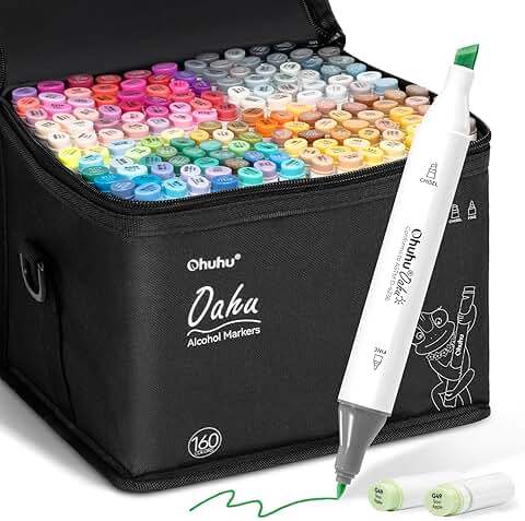160-Color Alcohol Marker Set with Dual Tips