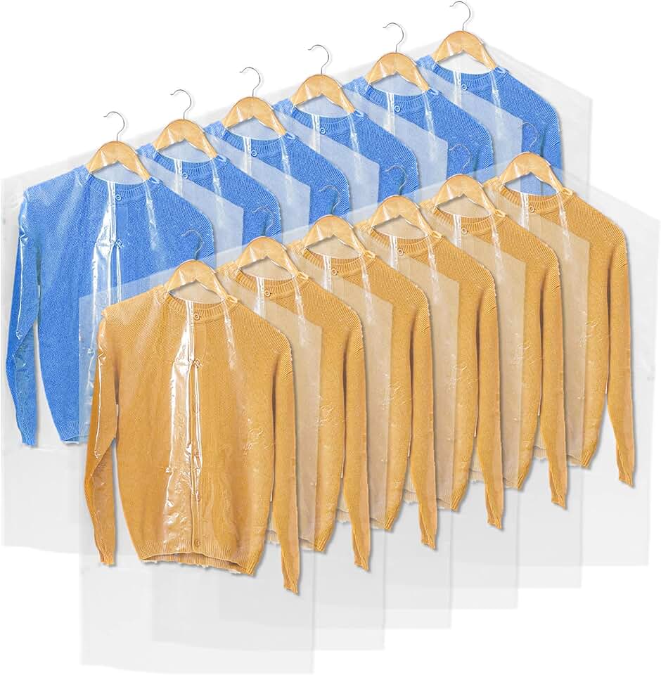 150 Clear Garment Bags for Clothes Storage and Travel
