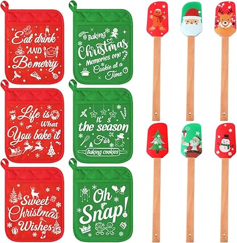 12-Piece Christmas Pot Holders and Silicone Spatula Set
