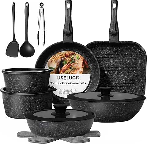 20-Piece Non-Stick Stackable Cookware Set with Detachable Handles