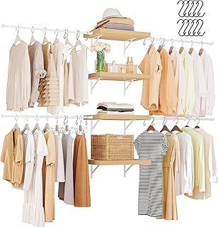Wall-Mounted Closet Organizer with Shelves and Hangers