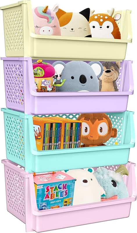 Large Stackable Storage Bins for Closet and Home Organization