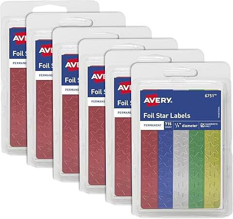 Assorted Color Star Stickers, 1/2 Inch, 715 per Pack