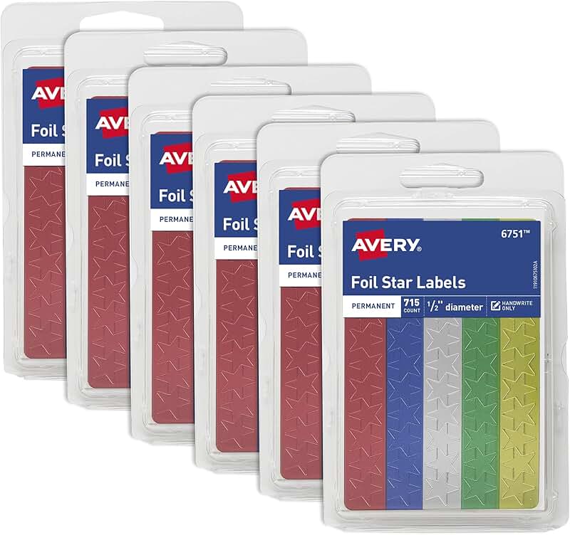 Assorted Color Star Stickers, 1/2 Inch, 715 per Pack