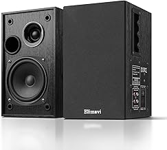 35W RMS bookshelf speakers with 4" woofer and 1" tweeters