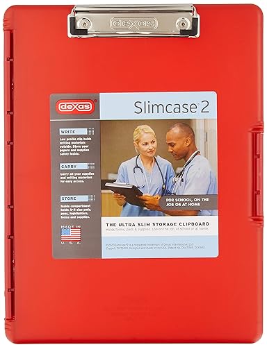 Slimcase 2 Plastic Clipboard with Storage in Strawberry Red