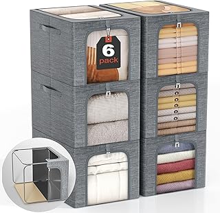 6-Pack Stackable Closet Storage Bins with Lids