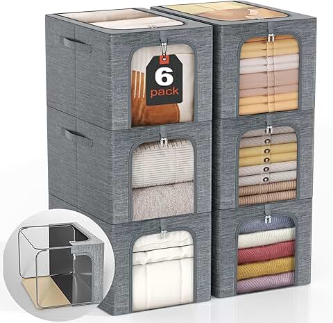 6-Pack Stackable Closet Storage Bins with Lids