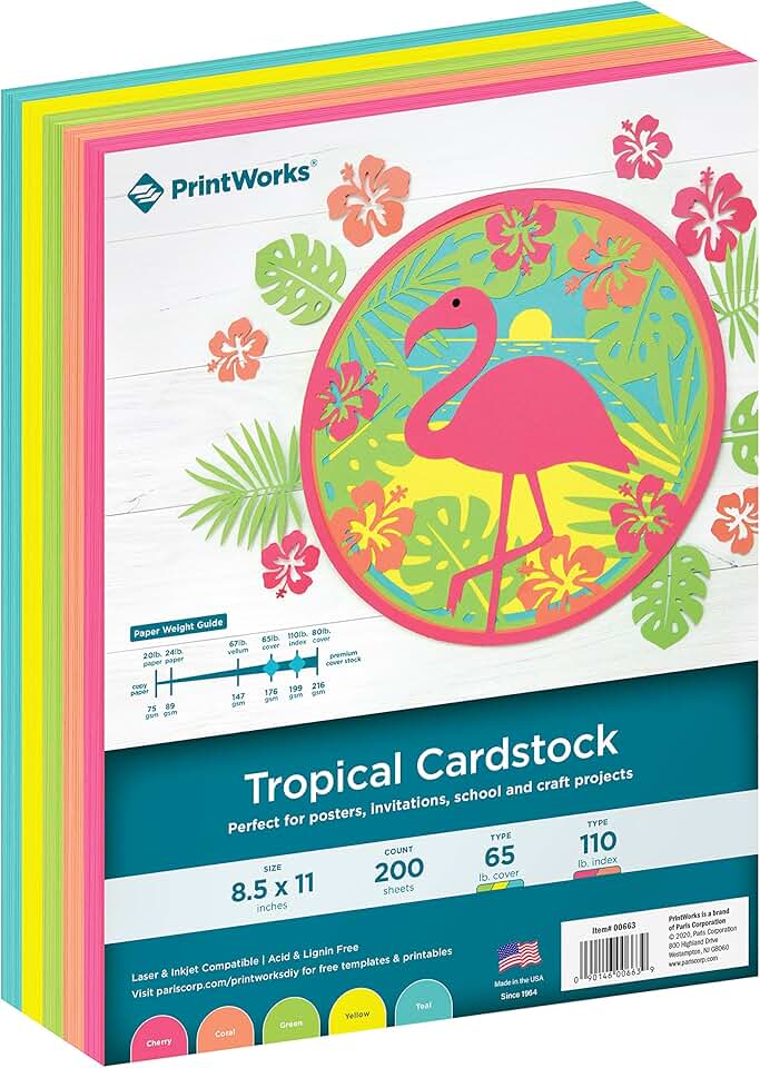 Tropical Cardstock, 8.5" x 11", 200 Sheets