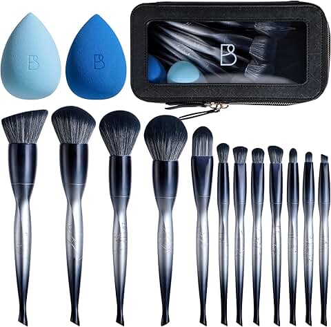 Professional Makeup Brushes and Sponges Set with Black Case