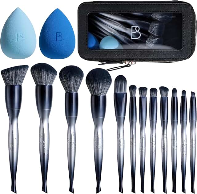 Professional Makeup Brushes and Sponges Set with Black Case